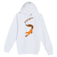 Whimsical Fox With Falling Leaves Premium Pullover Hoodie