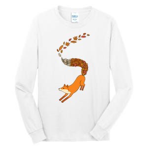 Whimsical Fox With Falling Leaves Tall Long Sleeve T-Shirt