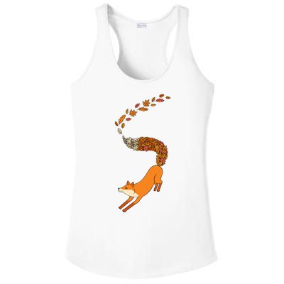 Whimsical Fox With Falling Leaves Ladies PosiCharge Competitor Racerback Tank