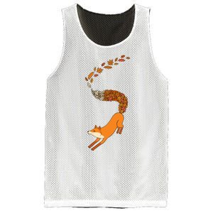 Whimsical Fox With Falling Leaves Mesh Reversible Basketball Jersey Tank