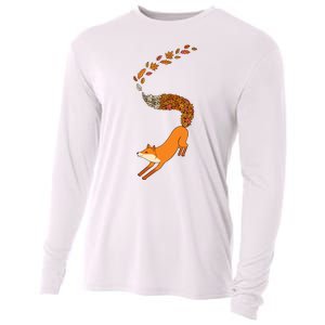 Whimsical Fox With Falling Leaves Cooling Performance Long Sleeve Crew