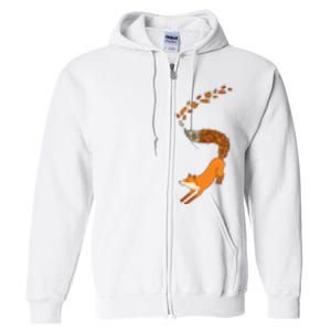 Whimsical Fox With Falling Leaves Full Zip Hoodie