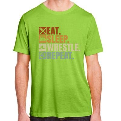 Wrestling Fans Wrestling Lovers Eat Sleep Wrestle Repeat Gift Adult ChromaSoft Performance T-Shirt