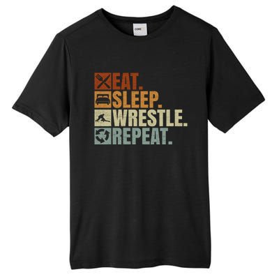 Wrestling Fans Wrestling Lovers Eat Sleep Wrestle Repeat Gift Tall Fusion ChromaSoft Performance T-Shirt