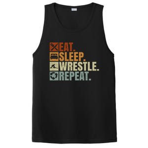 Wrestling Fans Wrestling Lovers Eat Sleep Wrestle Repeat Gift PosiCharge Competitor Tank