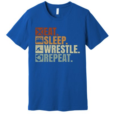 Wrestling Fans Wrestling Lovers Eat Sleep Wrestle Repeat Gift Premium T-Shirt