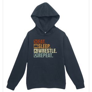 Wrestling Fans Wrestling Lovers Eat Sleep Wrestle Repeat Gift Urban Pullover Hoodie