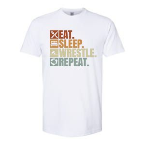 Wrestling Fans Wrestling Lovers Eat Sleep Wrestle Repeat Gift Softstyle CVC T-Shirt