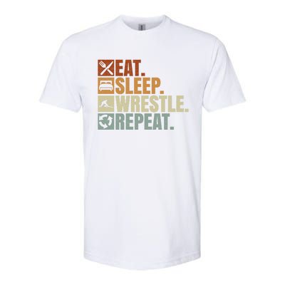 Wrestling Fans Wrestling Lovers Eat Sleep Wrestle Repeat Gift Softstyle® CVC T-Shirt