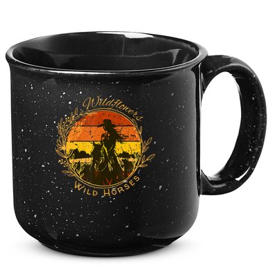 Wild Flowers Wild Horses Vintage Sunset Country Cowgirl 15oz Campfire Ceramic Mug