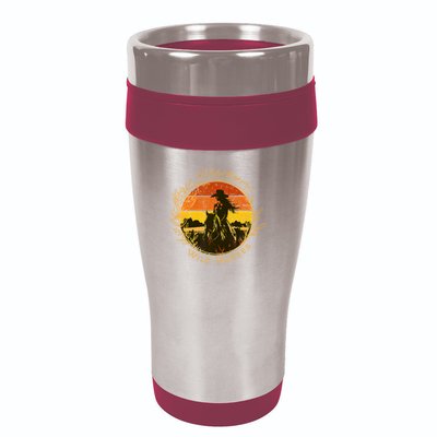 Wild Flowers Wild Horses Vintage Sunset Country Cowgirl 16oz Travel Tumbler