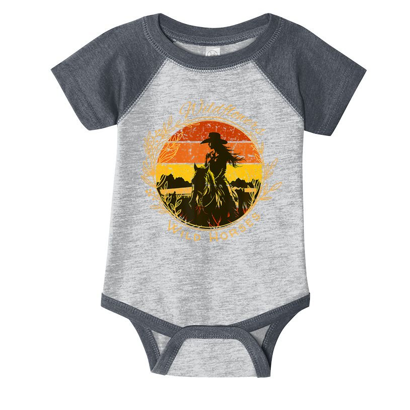 Wild Flowers Wild Horses Vintage Sunset Country Cowgirl Infant Baby Jersey Bodysuit