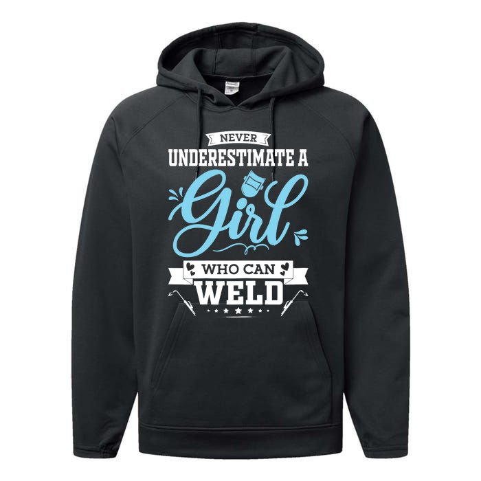 Wo Funny Welder Stuff Woman Welding Gear For Girls Performance Fleece Hoodie