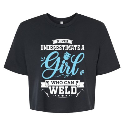 Wo Funny Welder Stuff Woman Welding Gear For Girls Bella+Canvas Jersey Crop Tee