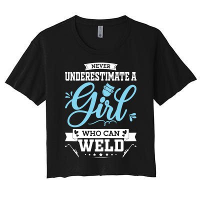 Wo Funny Welder Stuff Woman Welding Gear For Girls Women's Crop Top Tee