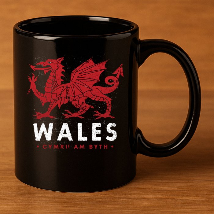 Wales Flag Welsh Dragon Baner Cymru Am Byth Welsh Gift 11oz C Handle Ceramic Mug