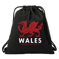 Wales Flag Welsh Dragon Baner Cymru Am Byth Welsh Gift Drawstring Bag
