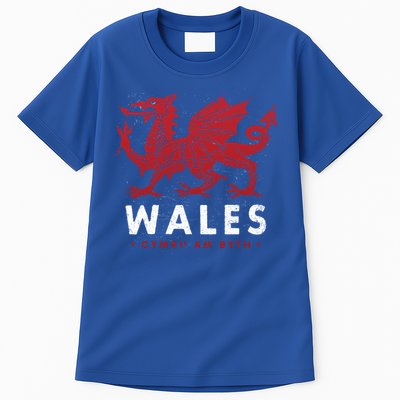 Wales Flag Welsh Dragon Baner Cymru Am Byth Welsh Gift Tall T-Shirt