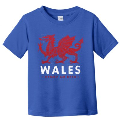 Wales Flag Welsh Dragon Baner Cymru Am Byth Welsh Gift Toddler T-Shirt