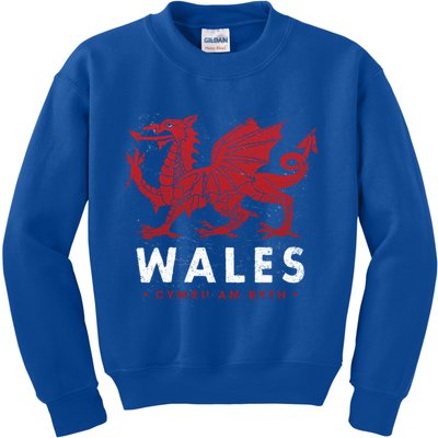 Wales Flag Welsh Dragon Baner Cymru Am Byth Welsh Gift Kids Sweatshirt