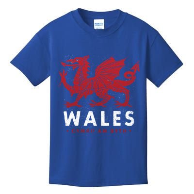 Wales Flag Welsh Dragon Baner Cymru Am Byth Welsh Gift Kids T-Shirt