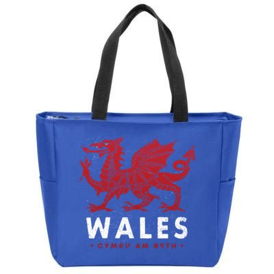 Wales Flag Welsh Dragon Baner Cymru Am Byth Welsh Gift Zip Tote Bag