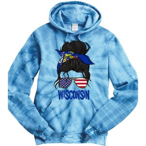 Wisconsin For Wisconsin Proud State Flag For Women Tie Dye Hoodie