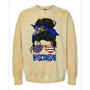 Wisconsin For Wisconsin Proud State Flag For Women Colorblast Crewneck Sweatshirt