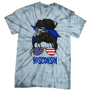 Wisconsin For Wisconsin Proud State Flag For Women Tie-Dye T-Shirt