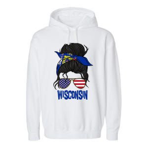 Wisconsin For Wisconsin Proud State Flag For Women Garment-Dyed Fleece Hoodie