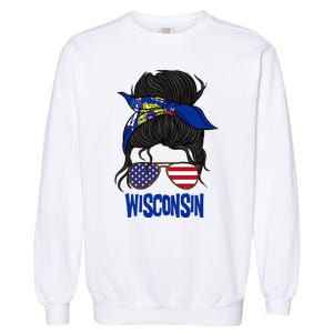 Wisconsin For Wisconsin Proud State Flag For Women Garment-Dyed Sweatshirt