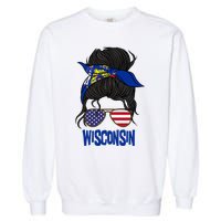 Wisconsin For Wisconsin Proud State Flag For Women Garment-Dyed Sweatshirt