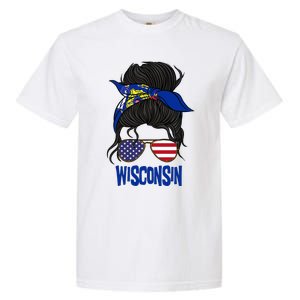 Wisconsin For Wisconsin Proud State Flag For Women Garment-Dyed Heavyweight T-Shirt