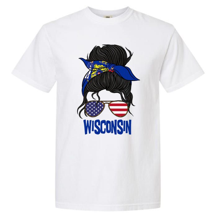 Wisconsin For Wisconsin Proud State Flag For Women Garment-Dyed Heavyweight T-Shirt