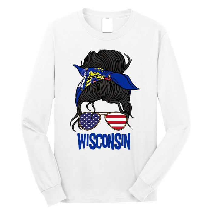 Wisconsin For Wisconsin Proud State Flag For Women Long Sleeve Shirt