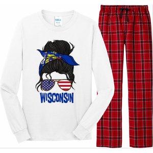 Wisconsin For Wisconsin Proud State Flag For Women Long Sleeve Pajama Set