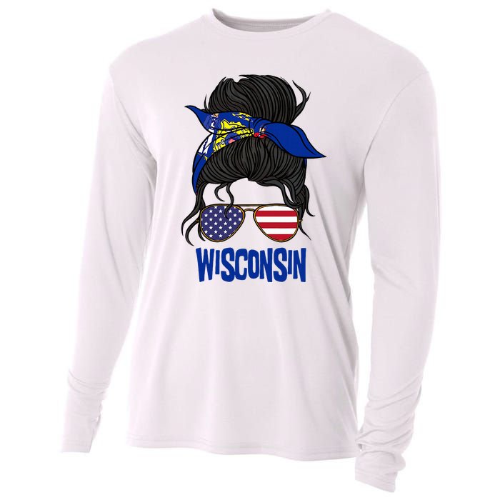 Wisconsin For Wisconsin Proud State Flag For Women Cooling Performance Long Sleeve Crew