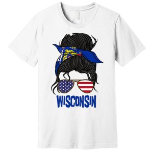 Wisconsin For Wisconsin Proud State Flag For Women Premium T-Shirt