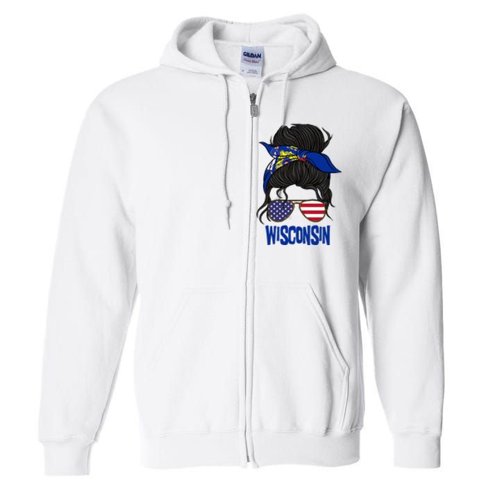 Wisconsin For Wisconsin Proud State Flag For Women Full Zip Hoodie