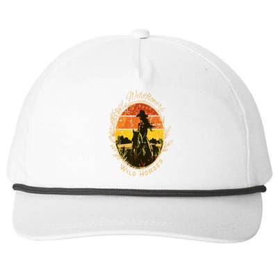 Wild Flowers Wild Horses Vintage Sunset Country Cowgirl Snapback Five-Panel Rope Hat