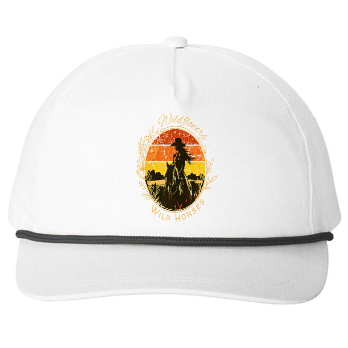 Wild Flowers Wild Horses Vintage Sunset Country Cowgirl Snapback Five-Panel Rope Hat