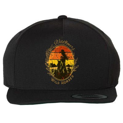 Wild Flowers Wild Horses Vintage Sunset Country Cowgirl Wool Snapback Cap