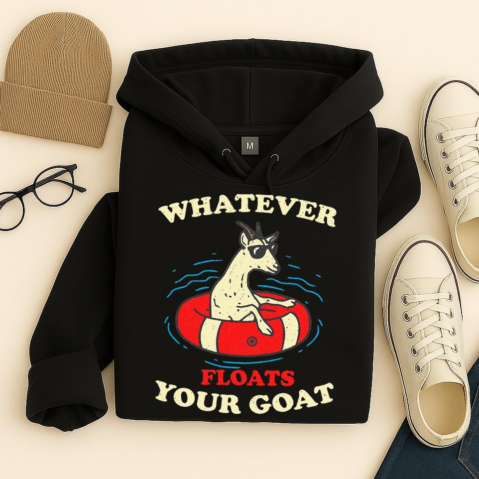 Whatever Floats Your Goat Summer Float Trip River Tubing Hoodie