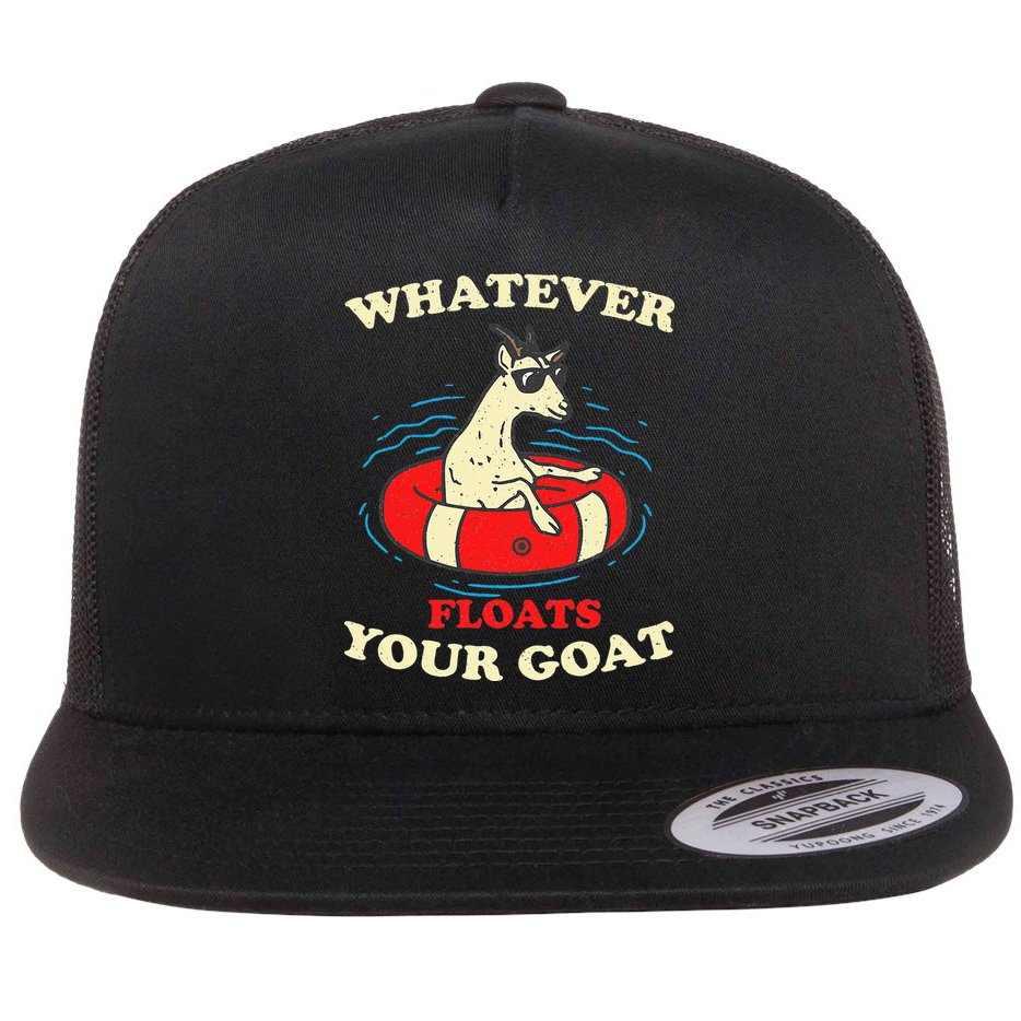 Whatever Floats Your Goat Summer Float Trip River Tubing Flat Bill Trucker Hat