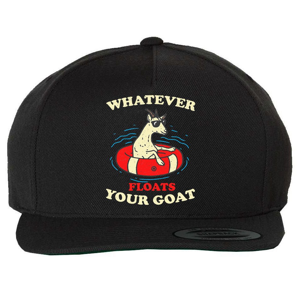 Whatever Floats Your Goat Summer Float Trip River Tubing Wool Snapback Cap