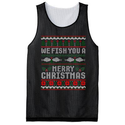 We Fish You A Merry Christmas Fishers Ugly Xmas Sweater Mesh Reversible Basketball Jersey Tank