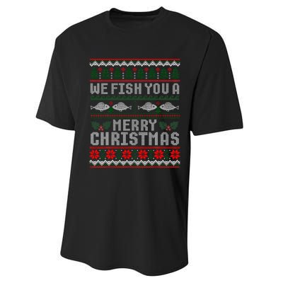 We Fish You A Merry Christmas Fishers Ugly Xmas Sweater Performance Sprint T-Shirt