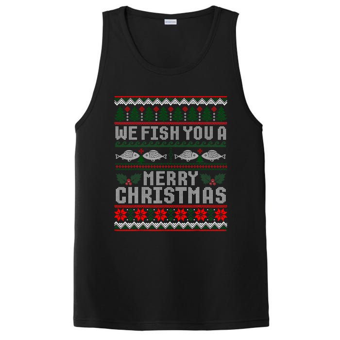 We Fish You A Merry Christmas Fishers Ugly Xmas Sweater PosiCharge Competitor Tank