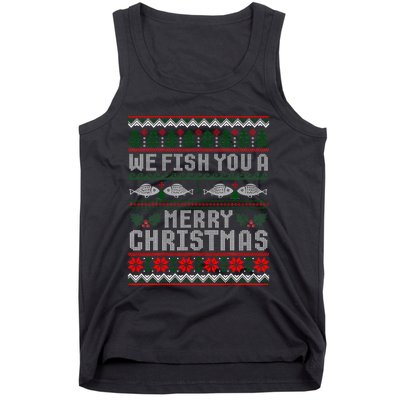 We Fish You A Merry Christmas Fishers Ugly Xmas Sweater Tank Top