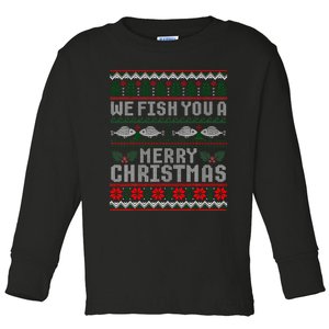 We Fish You A Merry Christmas Fishers Ugly Xmas Sweater Toddler Long Sleeve Shirt